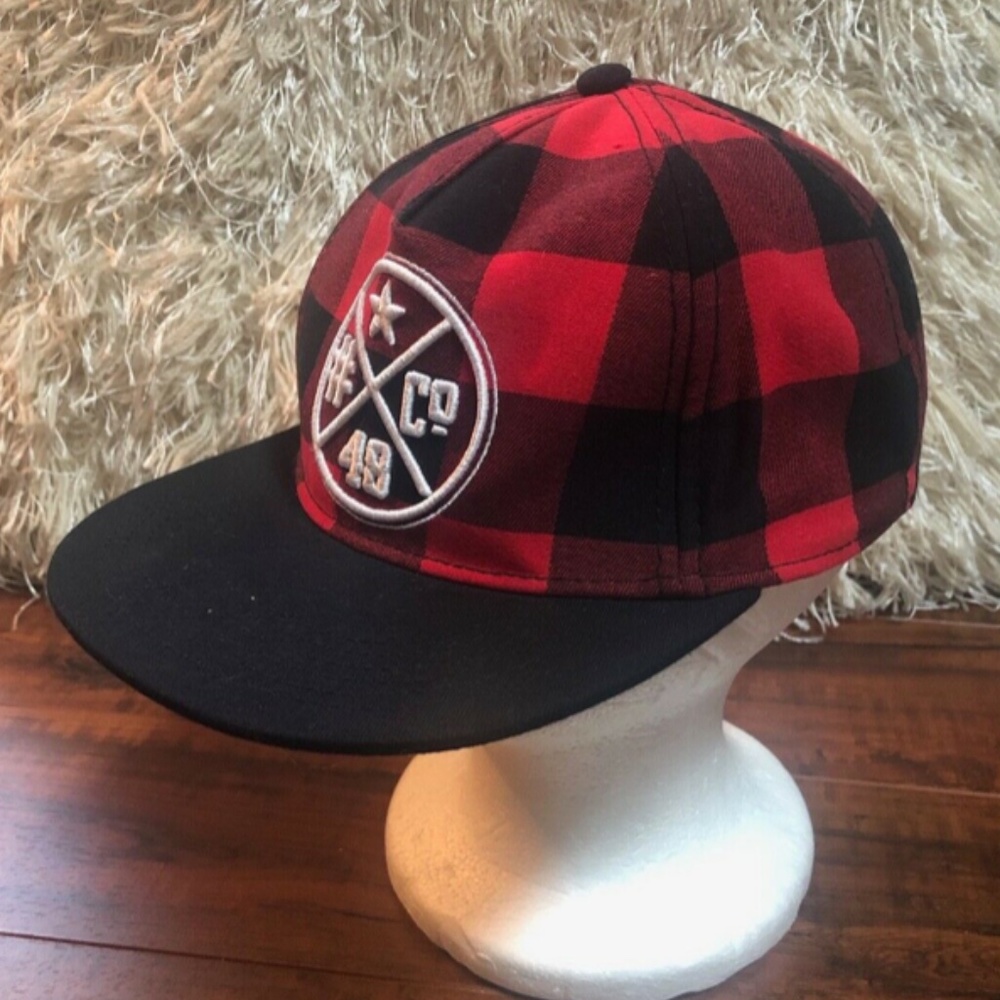 Red Black Checkered Baseball Adjustable Back Cap H - image 5